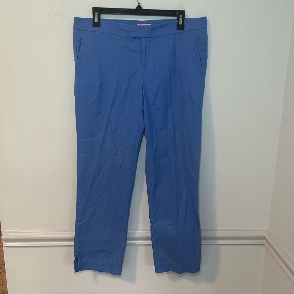 Lilly Pulitzer 100% Cotton Blue Low-Rise Straight Leg Dress Pants Size 10